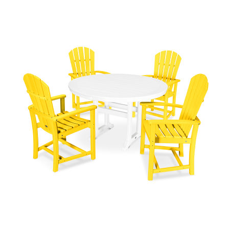 5 Piece Palm Coast Dining Set in Lemon / White