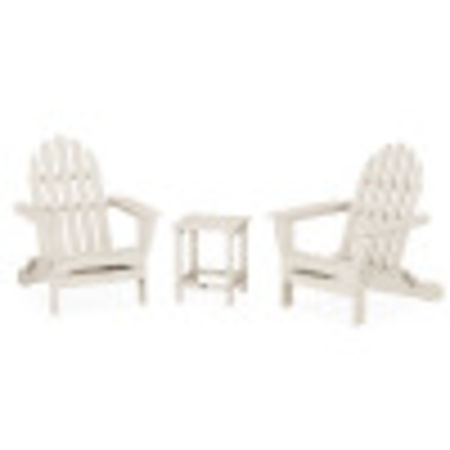 Classic Folding Adirondack 3-Piece Set with Long Island 18" Side Table in Sand