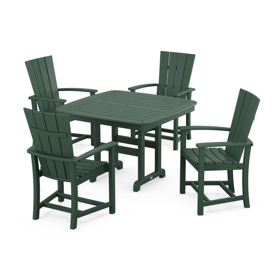 POLYWOOD Quattro 5-Piece Dining Set with Trestle Legs in Green