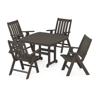 POLYWOOD Vineyard Folding Chair 5-Piece Dining Set in Vintage Finish