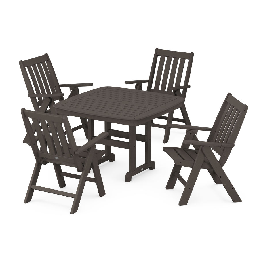 POLYWOOD Vineyard Folding Chair 5-Piece Dining Set in Vintage Finish