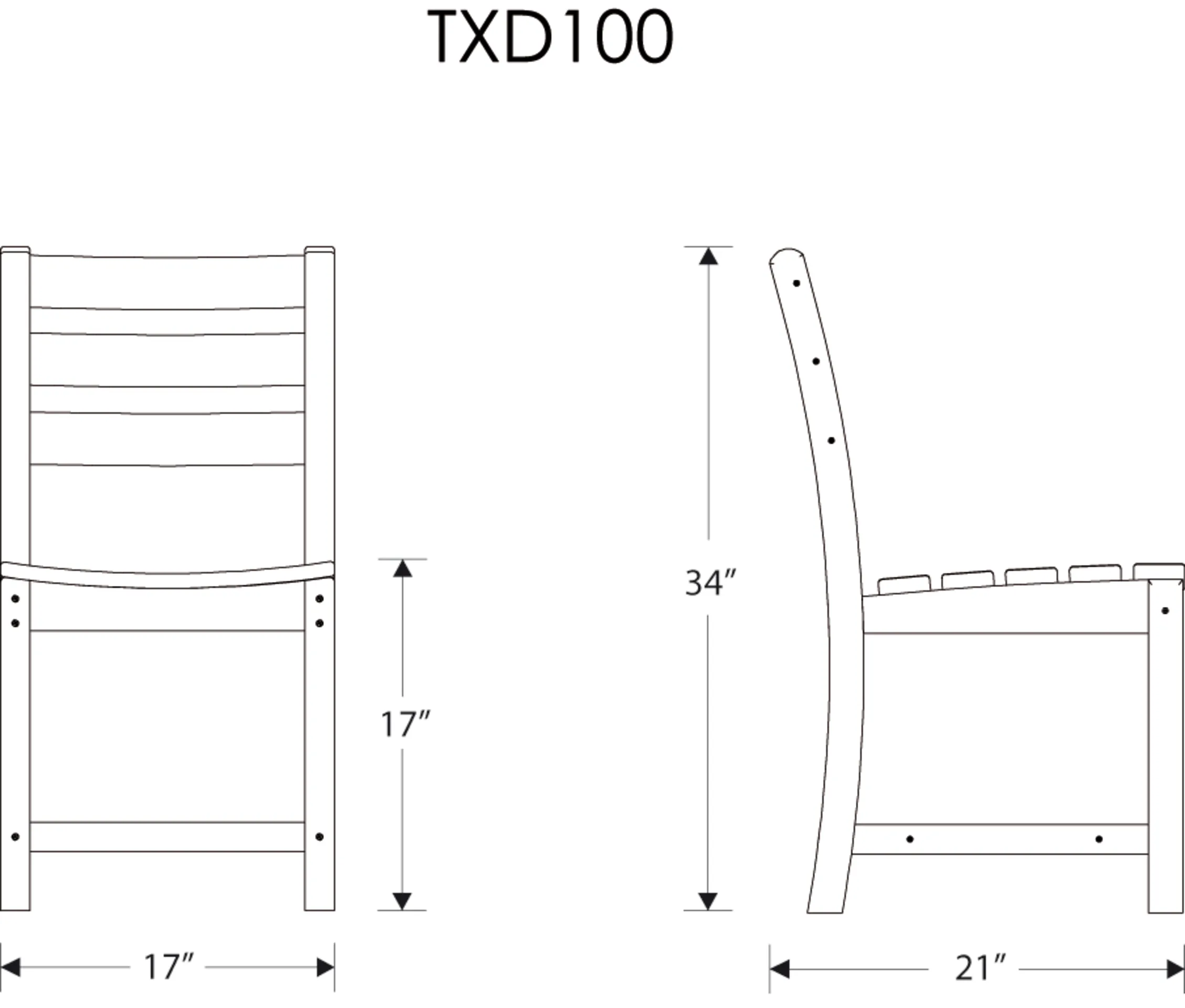 Dimensions for Monterey Bay Dining Side Chair