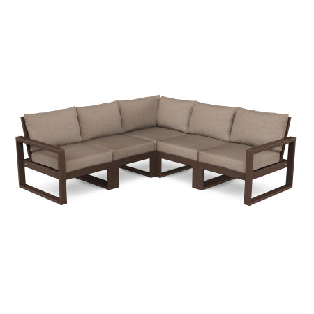 POLYWOOD EDGE 5-Piece Modular Deep Seating Set in Mahogany / Spiced Burlap