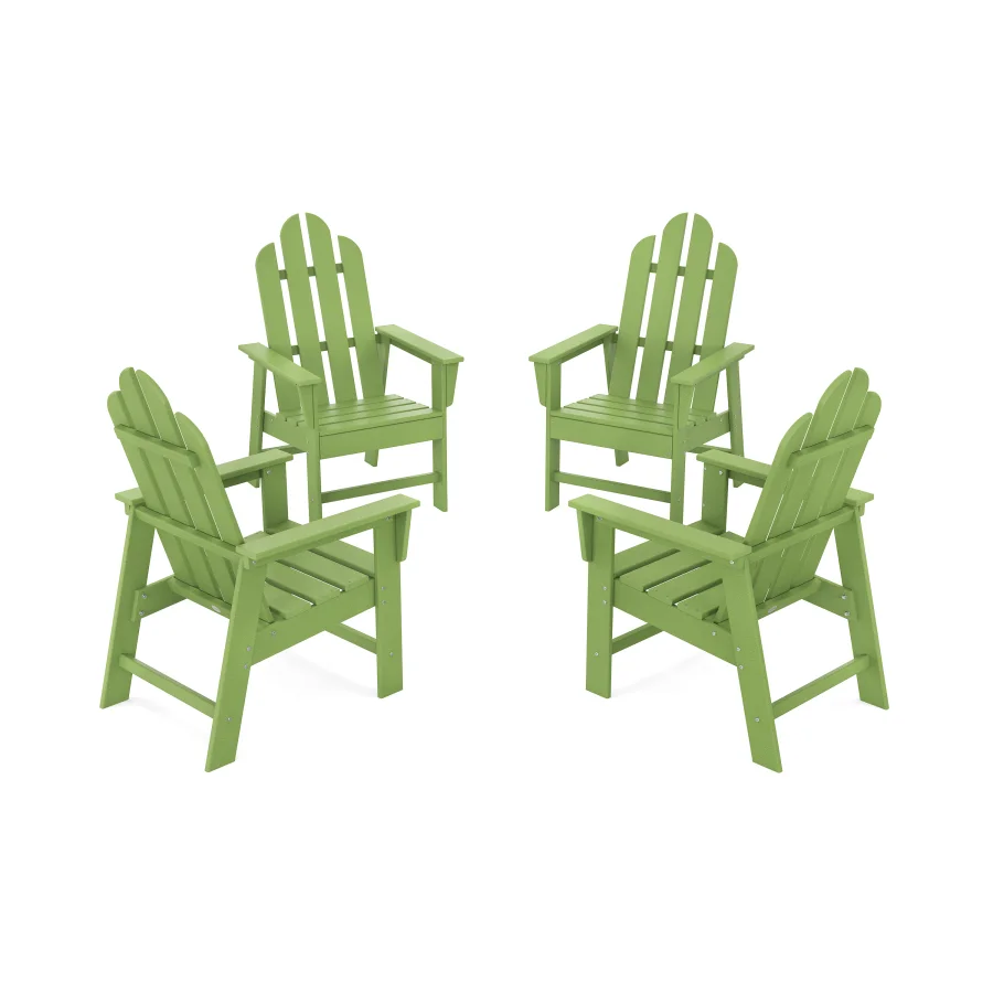 POLYWOOD Long Island 4-Piece Upright Adirondack Conversation Set in Lime