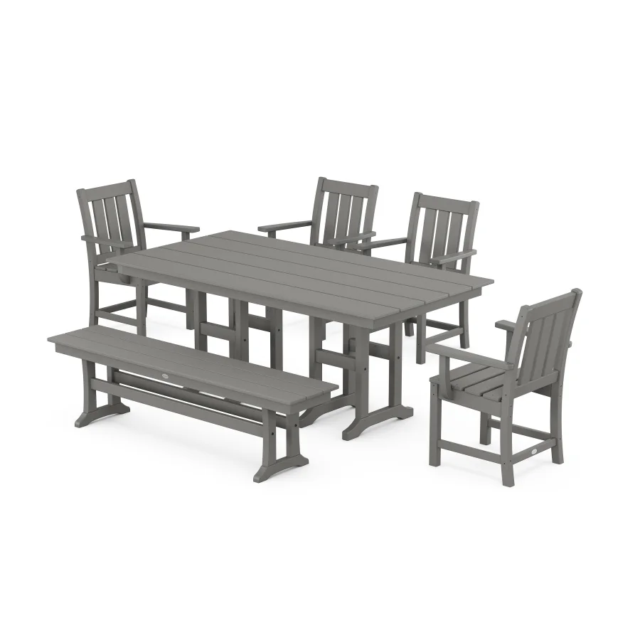 POLYWOOD Oxford 6-Piece Farmhouse Dining Set with Bench