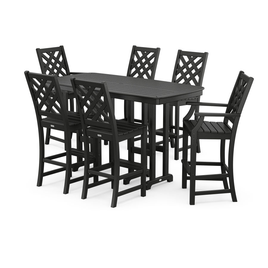 POLYWOOD Wovendale 7-Piece Bar Set in Black