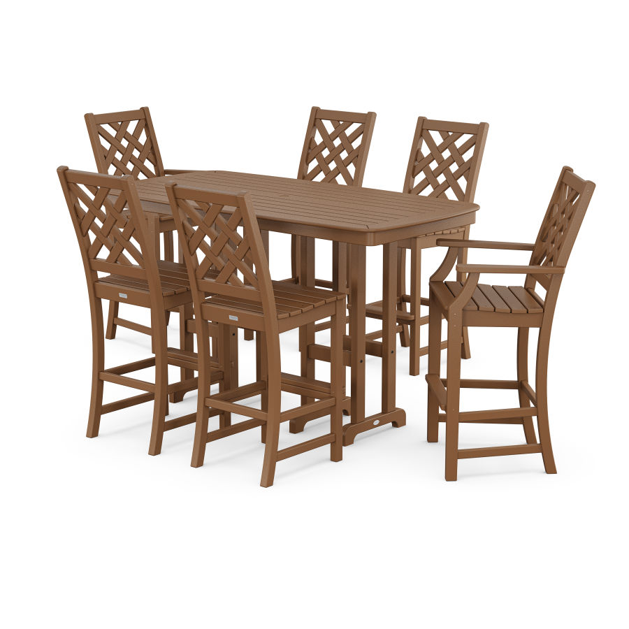 POLYWOOD Wovendale 7-Piece Bar Set in Teak