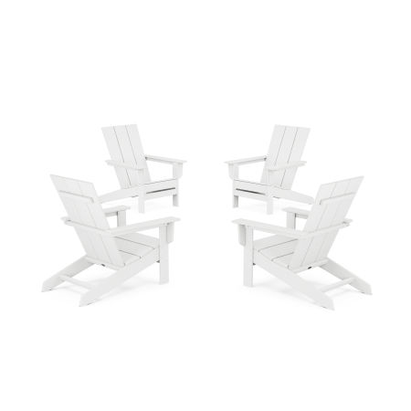 POLYWOOD 4-Piece Modern Studio Adirondack Chair Conversation Set in White