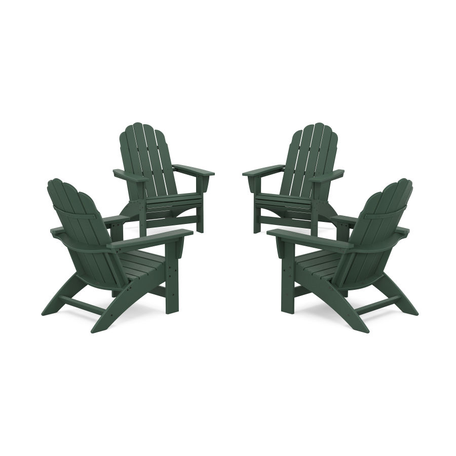 POLYWOOD 4-Piece Vineyard Grand Adirondack Chair Conversation Set in Green