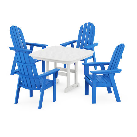 Vineyard Adirondack 5-Piece Dining Set with Trestle Legs in Pacific Blue / White