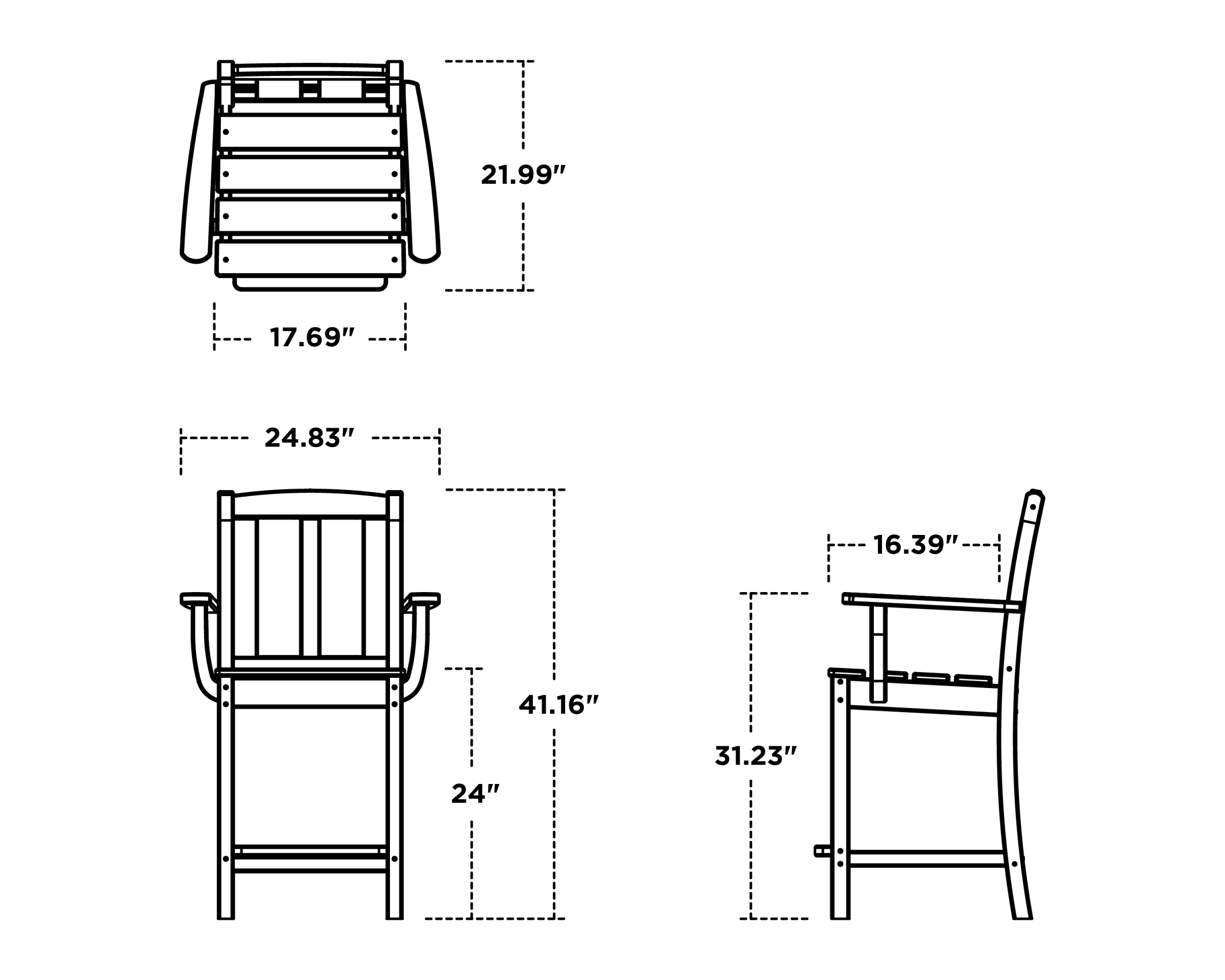 Dimensions for Mission Counter Arm Chair