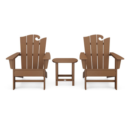 POLYWOOD Wave 3-Piece Adirondack Set with The Ocean Chair in Teak