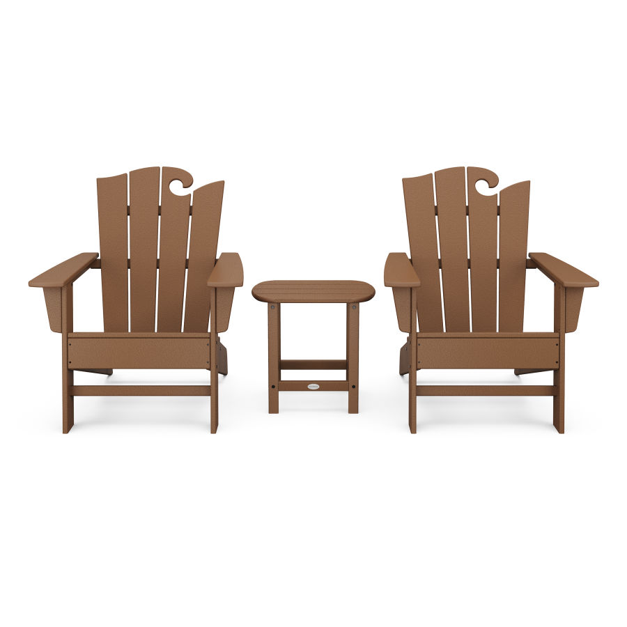 POLYWOOD Wave 3-Piece Adirondack Set with The Ocean Chair in Teak