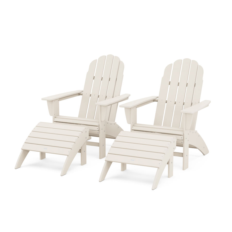 POLYWOOD Vineyard Curveback Adirondack Chair 4-Piece Set with Ottomans in Sand