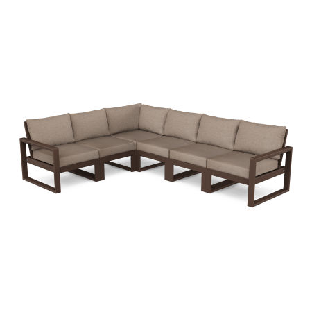 POLYWOOD EDGE 6-Piece Modular Deep Seating Set in Mahogany / Spiced Burlap