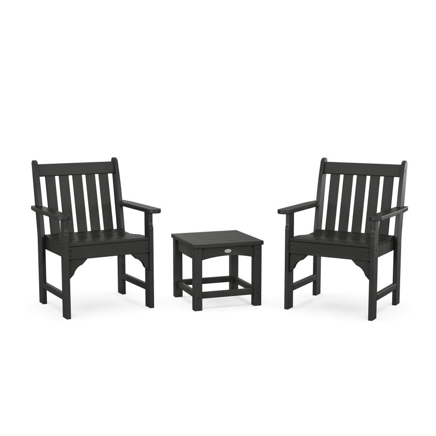 POLYWOOD Vineyard 3-Piece Garden Chair Set in Black