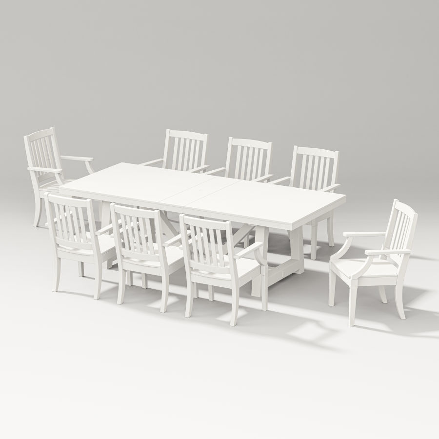 POLYWOOD Estate 9-Piece A-Frame Table Dining Set in Vintage White