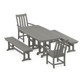 Vineyard 5-Piece Dining Set with Benches