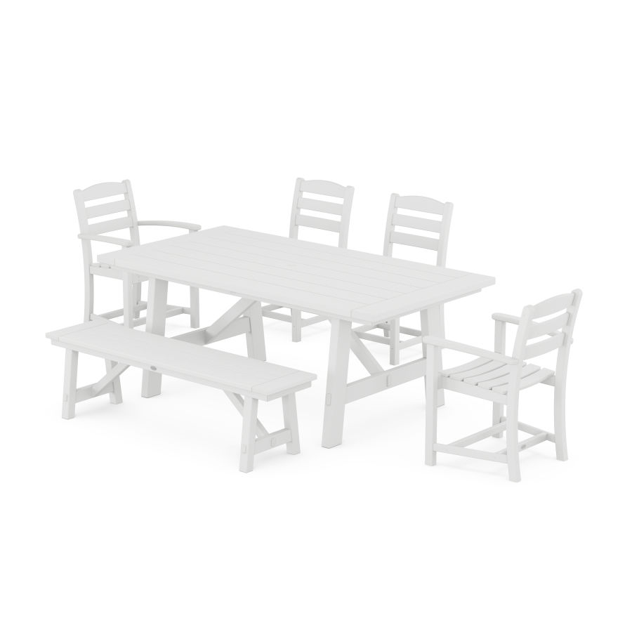 POLYWOOD La Casa Cafe 6-Piece Rustic Farmhouse Dining Set With Trestle Legs in White