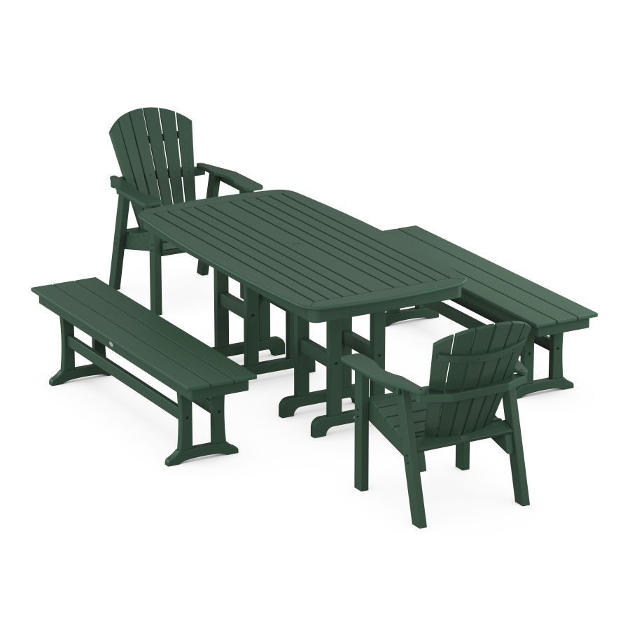 POLYWOOD Seashell 5-Piece Dining Set in Green