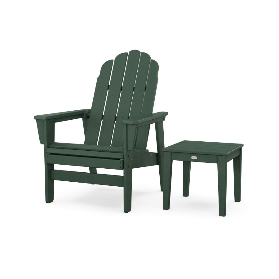 POLYWOOD Vineyard Grand Upright Adirondack Chair with Side Table in Green