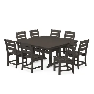 POLYWOOD Lakeside 9-Piece Farmhouse Trestle Dining Set in Vintage Finish