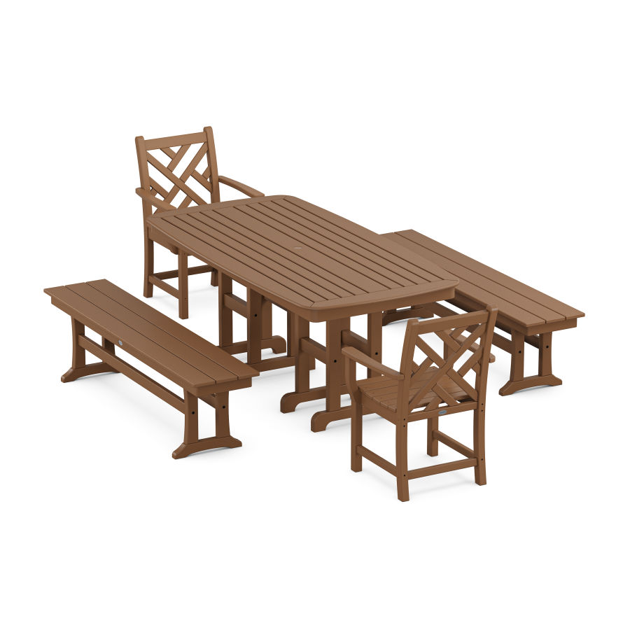 POLYWOOD Chippendale 5-Piece Dining Set in Teak