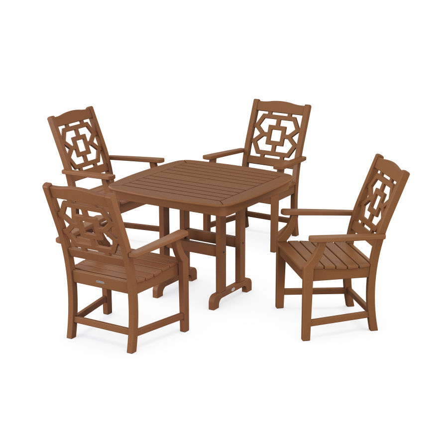 POLYWOOD Chinoiserie 5-Piece Dining Set in Teak