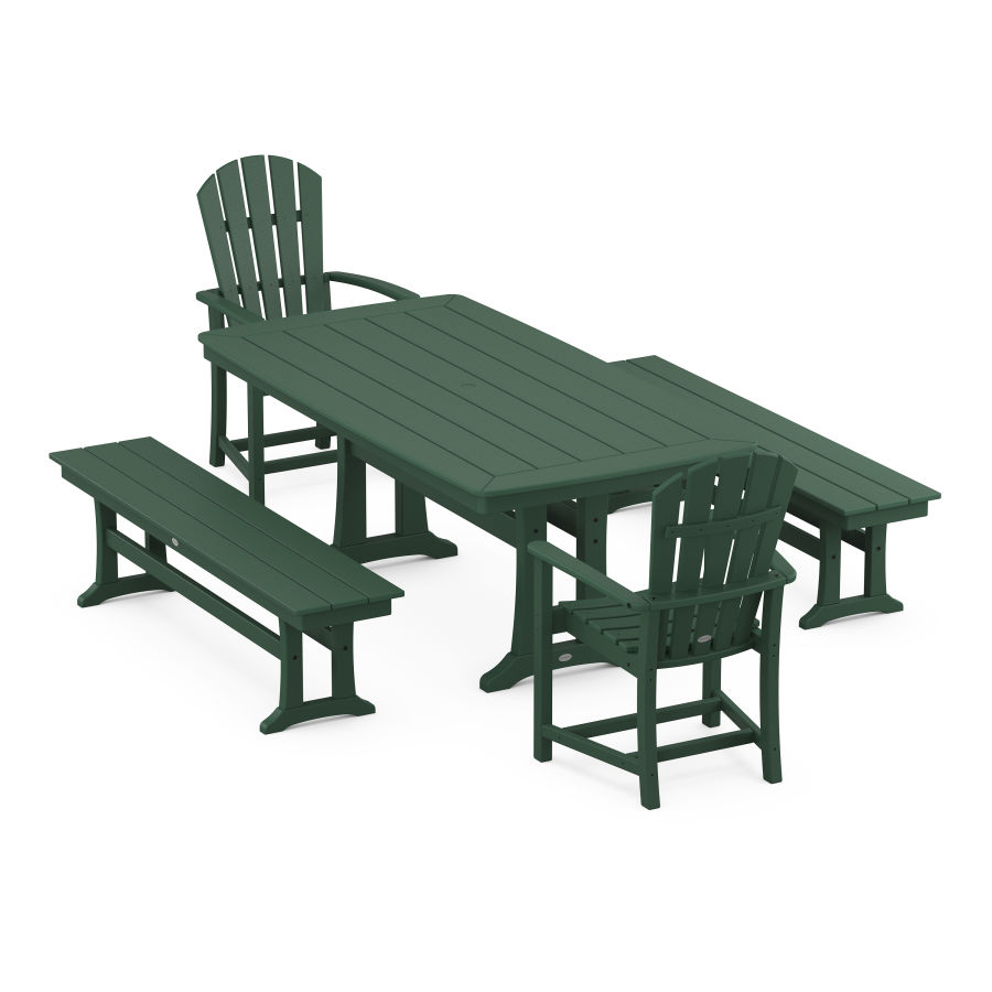 POLYWOOD Palm Coast 5-Piece Dining Set with Trestle Legs in Green