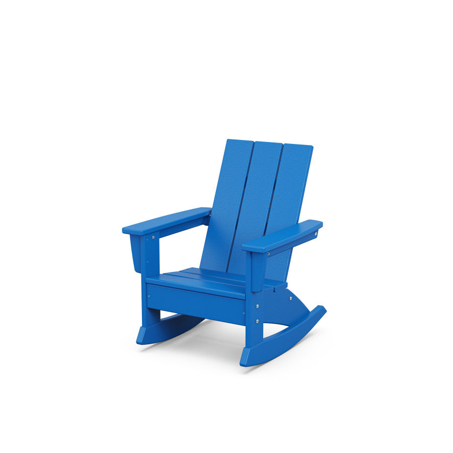 POLYWOOD Kids Modern Adirondack Rocking Chair in Pacific Blue