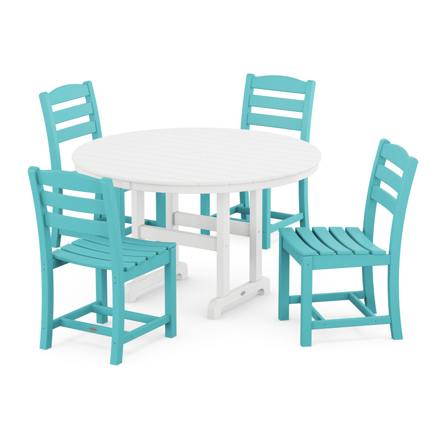 POLYWOOD La Casa Café Side Chair 5-Piece Round Dining Set in Aruba