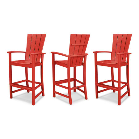 POLYWOOD Quattro 3-Piece Bar Set in Sunset Red