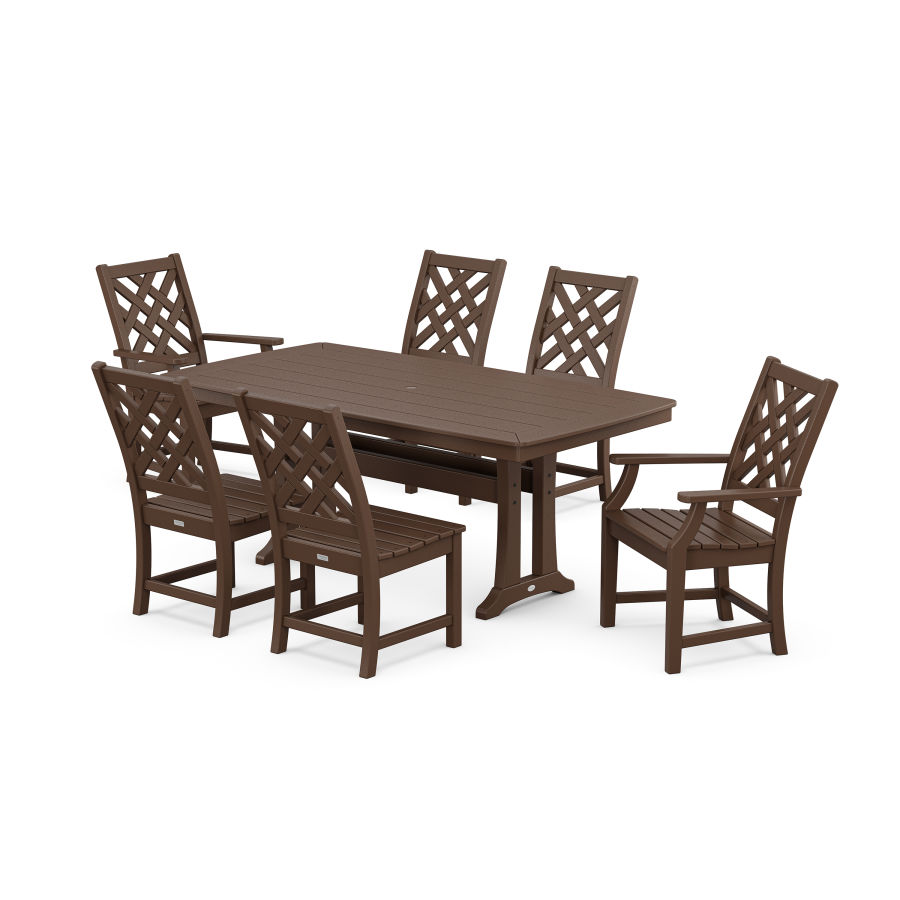 POLYWOOD Wovendale 7-Piece Dining Set with Trestle Legs in Mahogany