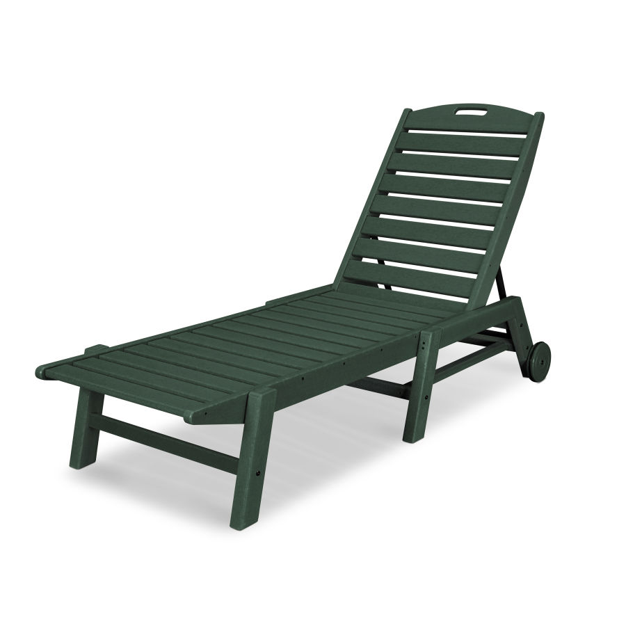 POLYWOOD Nautical Chaise with Wheels in Green