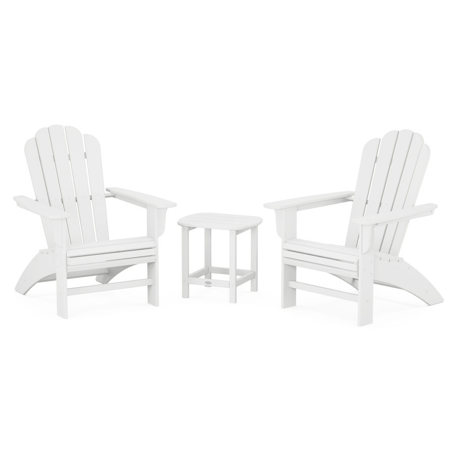 POLYWOOD Country Living Curveback Adirondack Chair 3-Piece Set in White