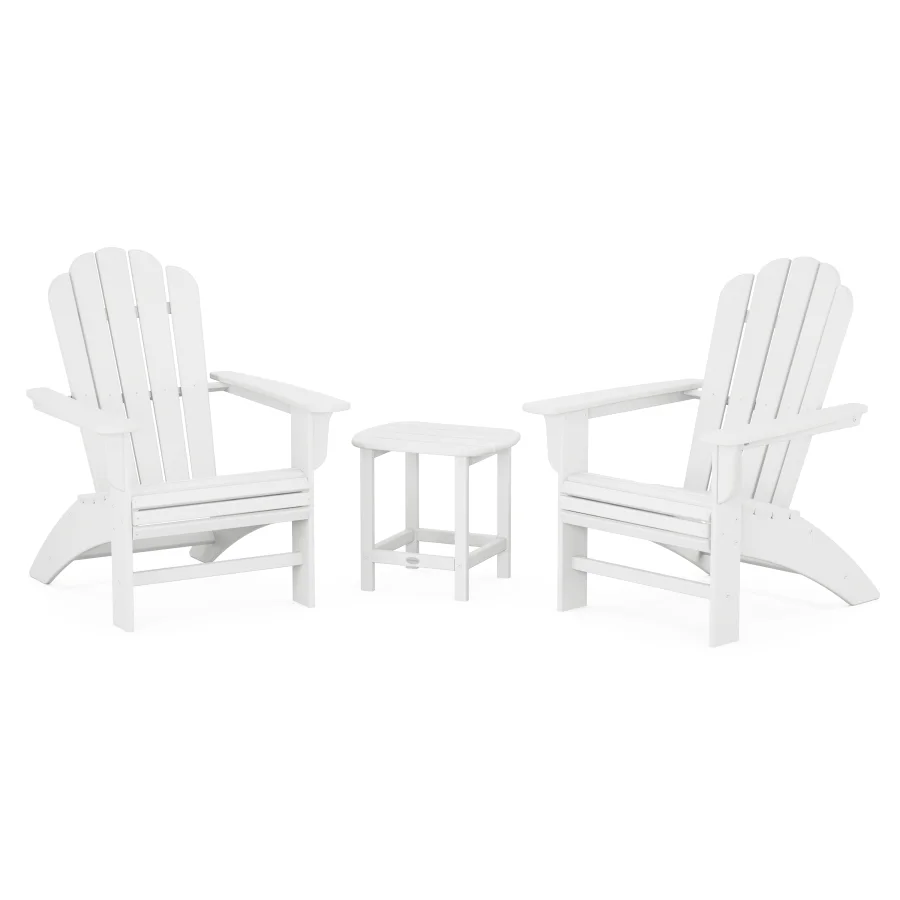 POLYWOOD Cottage Curveback Adirondack Chair 3-Piece Set in White