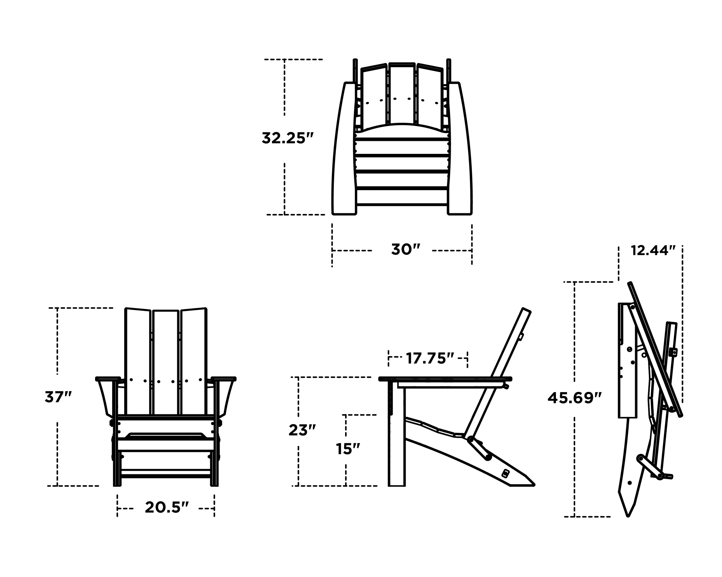 Dimensions for Modern Folding Adirondack