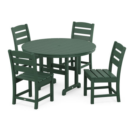 Lakeside 5-Piece Round Farmhouse Side Chair Dining Set in Green