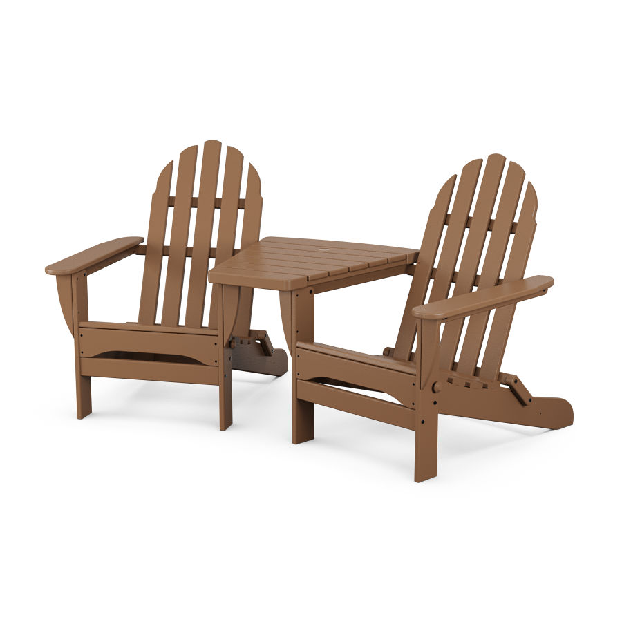 POLYWOOD Classic Folding Adirondacks with Connecting Table in Teak