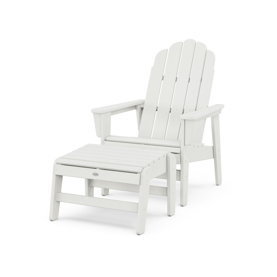 POLYWOOD Vineyard Grand Upright Adirondack Chair with Ottoman in Vintage White
