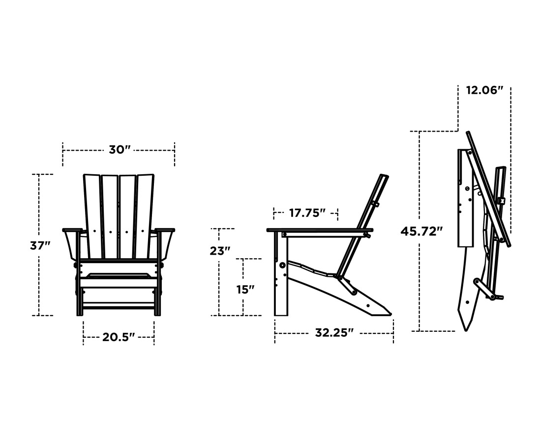 Dimensions for Quattro Folding Adirondack
