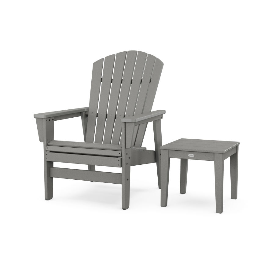 POLYWOOD Nautical Grand Upright Adirondack Chair with Side Table in Slate Grey