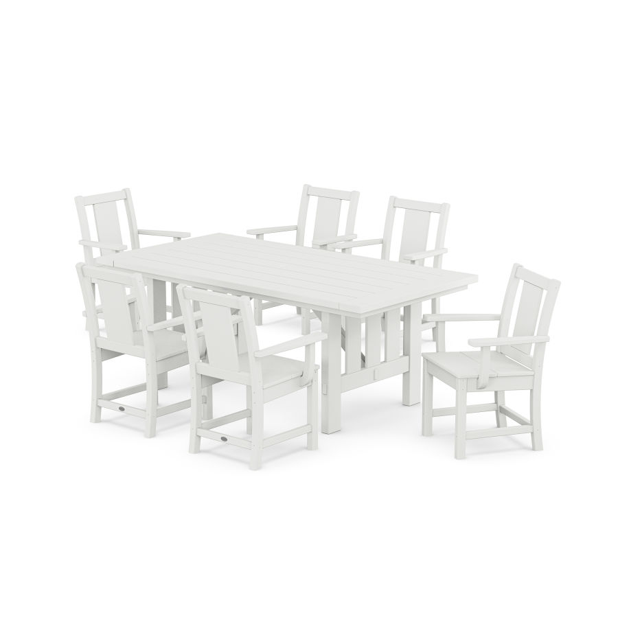 POLYWOOD Prairie Arm Chair 7-Piece Mission Dining Set in White