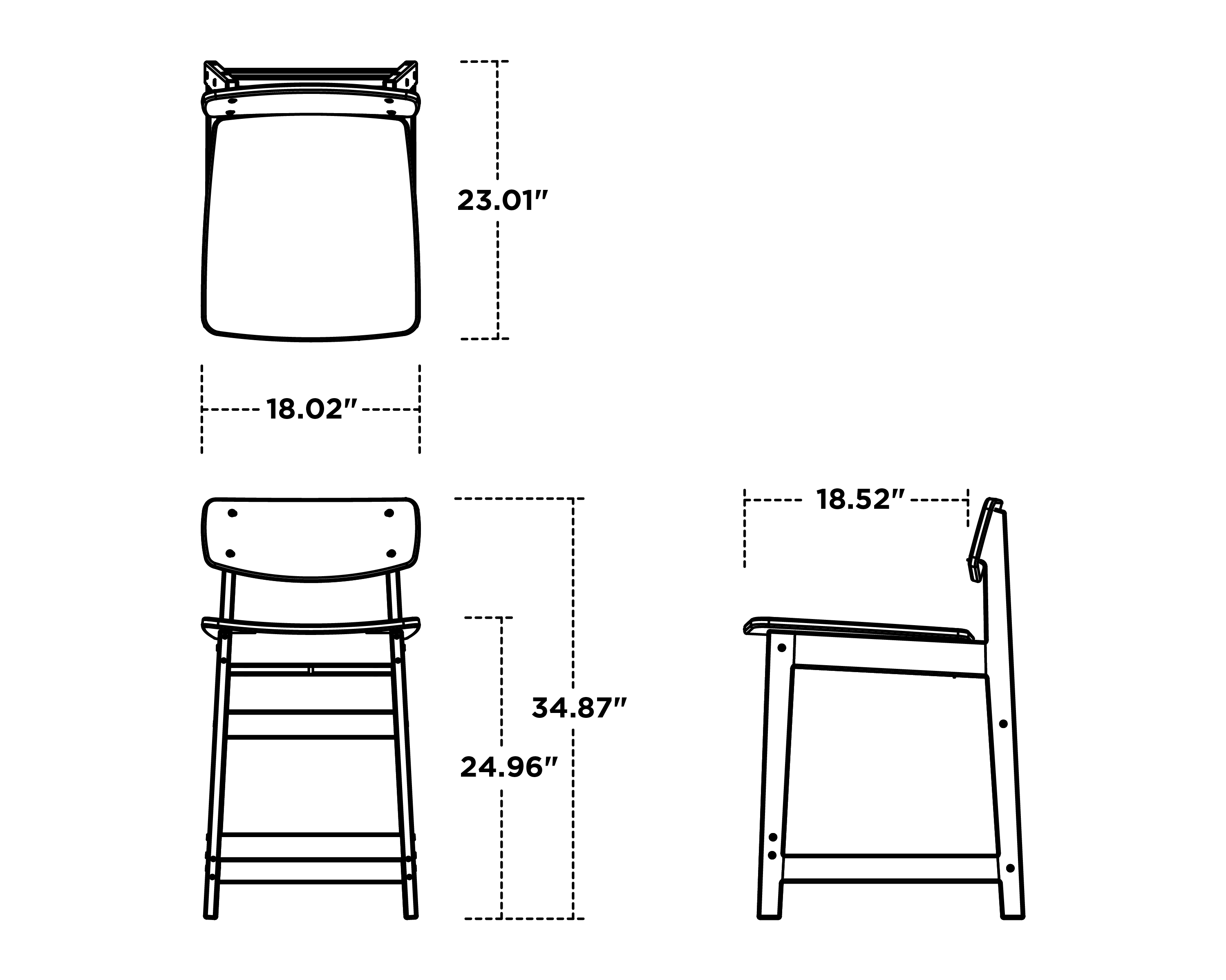 Dimensions for Modern Studio Urban Lowback Counter Chair