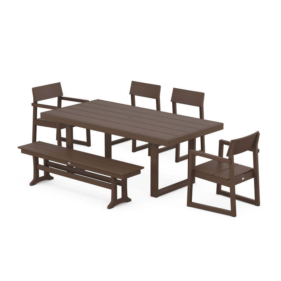 POLYWOOD EDGE 6-Piece Dining Set with Trestle Legs in Mahogany