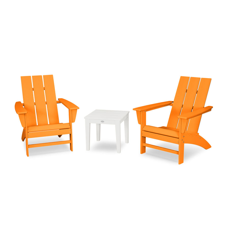 POLYWOOD Modern Adirondack 3-Piece Set in Tangerine / White