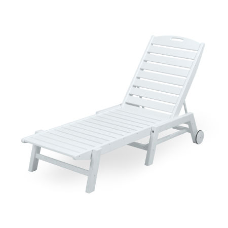 Nautical Chaise with Wheels in White