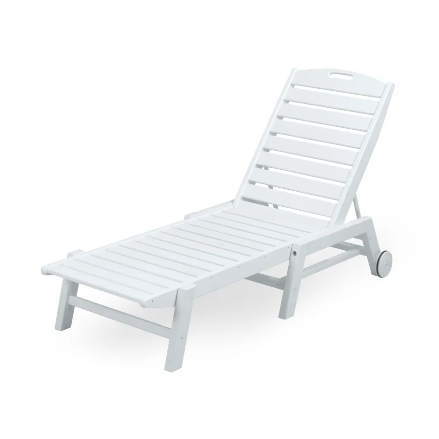 POLYWOOD Nautical Chaise with Wheels in White