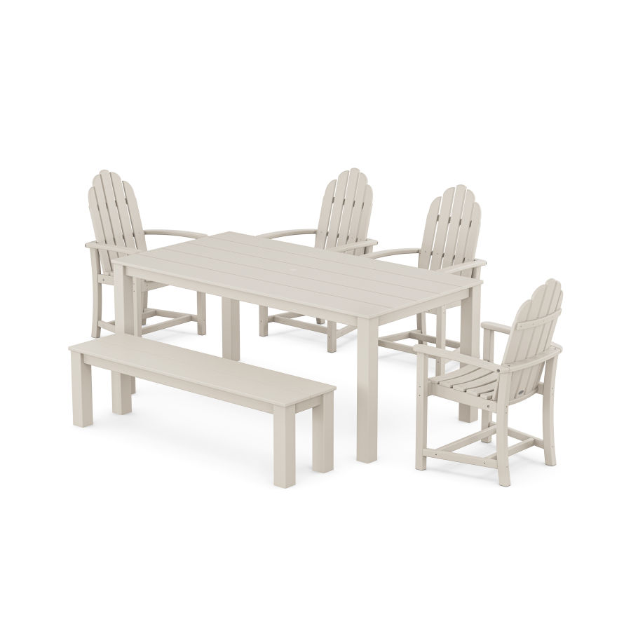 POLYWOOD Classic Adirondack 6-Piece Parsons Dining Set with Bench in Sand