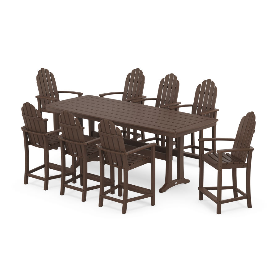 POLYWOOD Classic Adirondack 9-Piece Counter Set with Trestle Legs in Mahogany